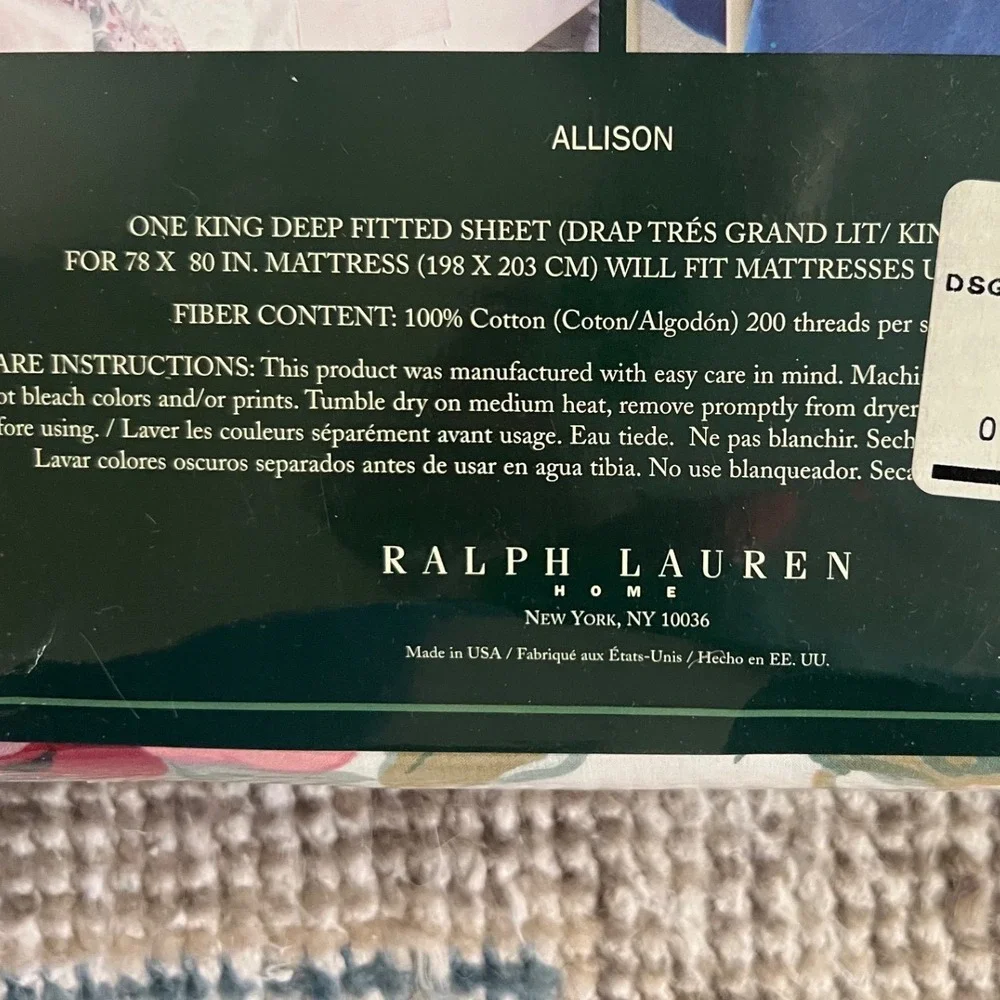 Ralph LaurenAllison KIng Deep Fitted Sheet 100% Cotton NOS Made in America Rare